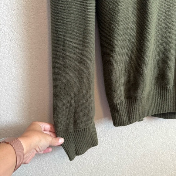 Arturo Calle Olive Green Cotton Long Sleeve Shawl Button Collar Sweater Shirt MD - Picture 4 of 11